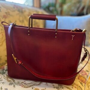 Handmade Red Leather Tote